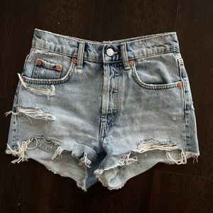Zara High Rise Denim Shorts Size 0